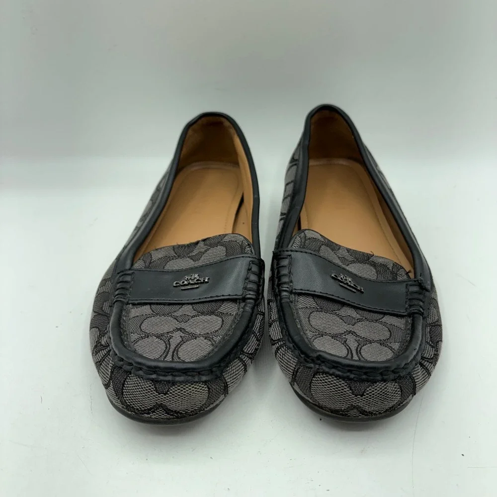 Coach‎ Odette Signature Jacquard Loafers Black Charcoal Driving Mocs A01921 8.5B